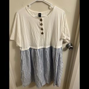 SHEIN Curve Plus Striped Print Smock Dress